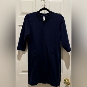 Fabletics Elena Navy Blue Side Zip Sweater Sweatshirt Tunic Dress Pockets small